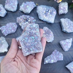 Small Angel Aura Amethyst Cluster Geode Crystals Raw Stone Geode Gift
