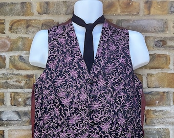 Vintage circa 1960's Unbranded floral patterned classic retro Waistcoat/Vest, Size UK 38"