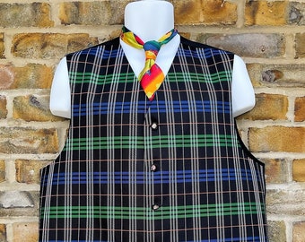 Vintage 1990's "Burton" Classic styled check patterned waistcoat/vest, Size UK 44"