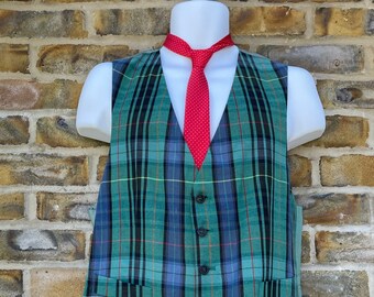 Vintage 1990's "St Michael" for M&S Tartan patterned classic styled retro Waistcoat/Vest, Size UK 38