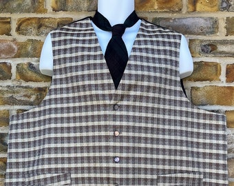 Vintage 1990's "Jonathon Charles" Check patterned classic Waistcoat/Vest, Size UK 50"