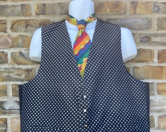 Vintage 1990's "Protocol" Star patterned classic styled formal waistcoat/vest, Size UK 44