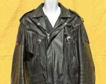 Anni/'90 Classico Da Uomo Bomber in Pelle Nera in Pelle Vera Mucca SKIPPER Giacca