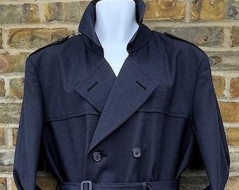 Vintage 1970&#39;s Original classic styled military blue trench coat, Size UK 42