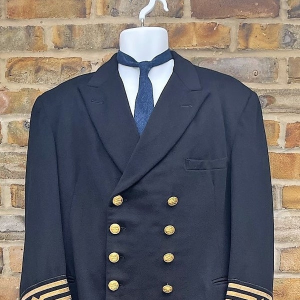 Vintage Circa 1970's Quality merchant navy wool/cashmere Captains uniform, Size UK 40