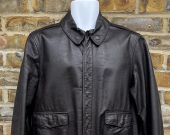 Vintage 1970's Stylish dark brown retro leather bomber jacket, Size UK 40
