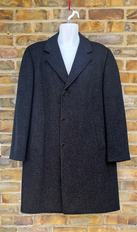 Grey herringbone topcoat - Boutique made wool herringbone topcoat