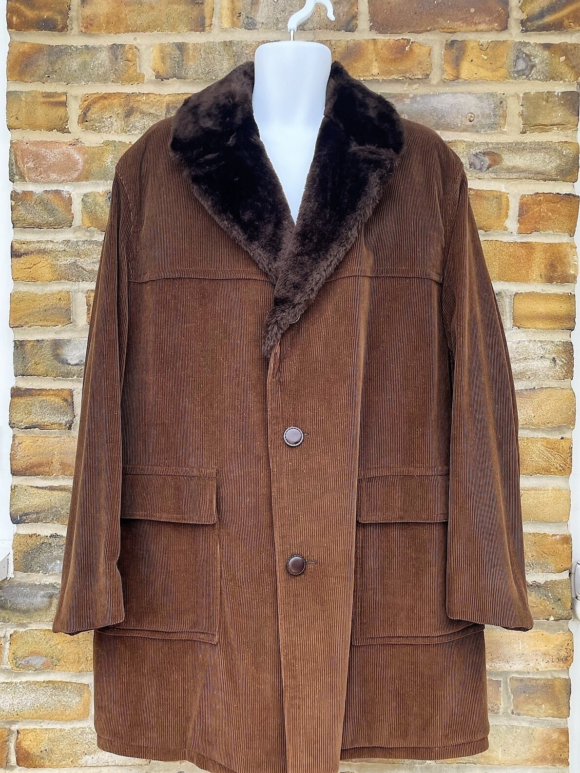 Mens corduroy vintage double pockets loose comfy solid color clearance turn down collar coats