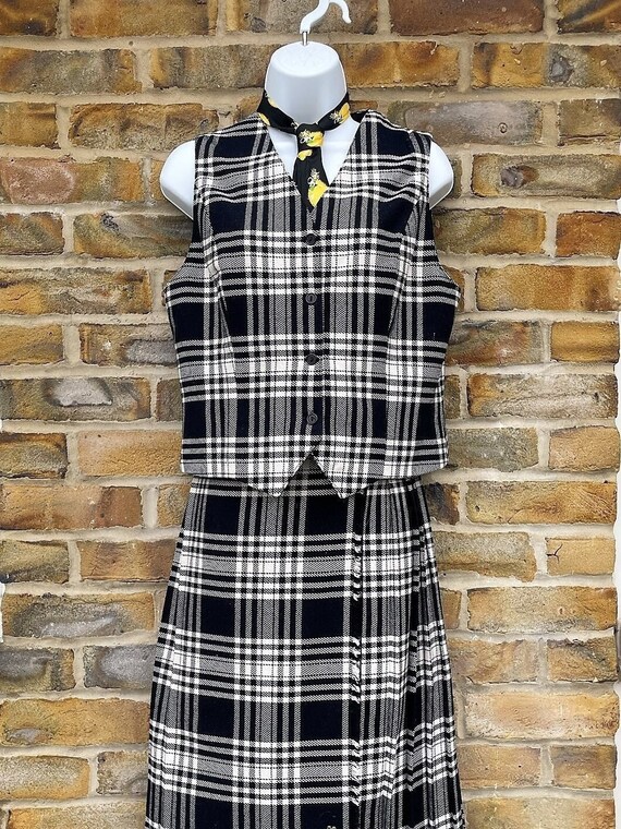 Black and white tartan skirt and jacket deals