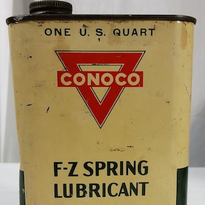 Vintage Quart Can Conoco F-Z Spring Lubricant Full Tin NOS New Old Stock