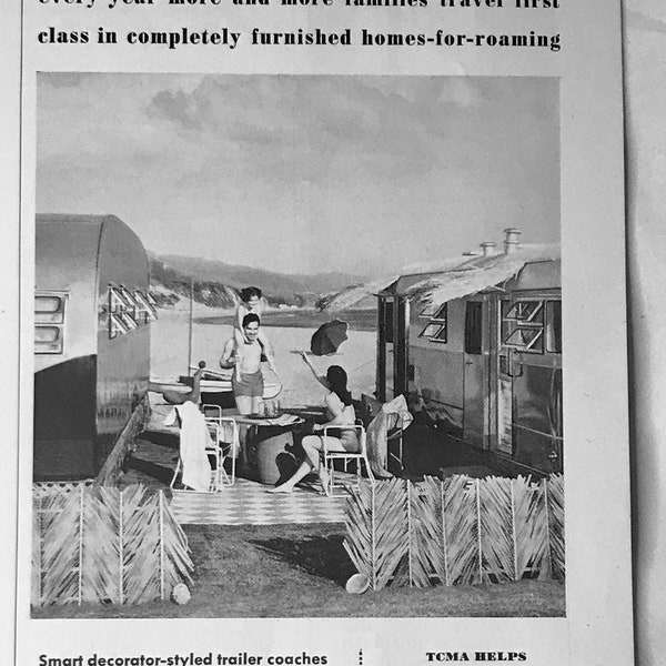 Vtg 1949 Vagabond Coach Mfg Co Trailer Illustrated Print Ad Travel Living Patio Outdoor