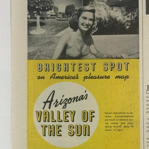 Vintage 1947 Vally of the Sun Club Phoenix Arizona Photo Print Ad Pretty Lady