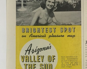 Vintage 1947 Vally of the Sun Club Phoenix Arizona Photo Print Ad Pretty Lady