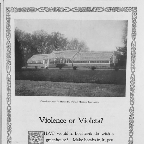 Vtg 1920 William Lutton Co Bar V Greenhouses Photo Art Print Ad Classic Plants Horticulture Gardening