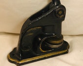 Antique Cast Iron Embossing Seal Letter Press Adaran Sanctorum Aug 25 1906