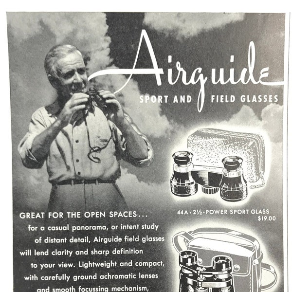 Vintage 1947 Airguide Sport Field Glasses Photo Print Ad Binoculars Fee Stemwede