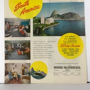 Vtg 1948 Moore - McCormack Lines Print Ad South America Cruise Ship