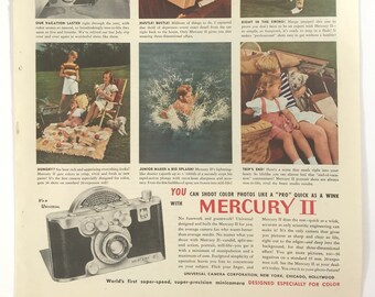 Vintage 1947 Mercury II Camera Photo Print Ad Vacation Photos Color Minicamera