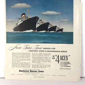 1948 American Export Lines 4 Aces Print Ad Excalibur Exochorda Exeter Excambion