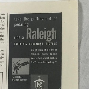 Vtg 1948 Raleigh Britain Bicycle Illustrated Print Ad Cycle Distributors