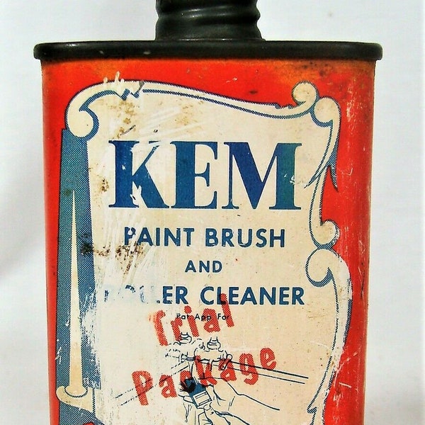 Vtg KEM Paint Brush Cleaner Sample Handy Oilier Size Tin Made Sherwin Williams