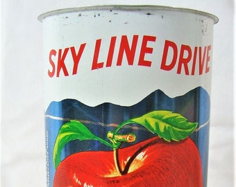 Vtg 1950s NOS Sky Line Drive Apple Juice Empty Tin Can Sperryville Va Beautiful