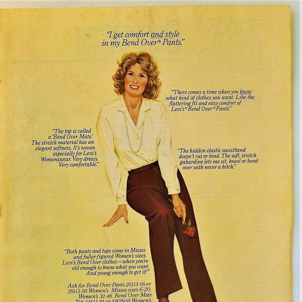 1981 Taunenbaum Women Levi's Womenswear Fashions Bend Over Top & Pants Print Ad