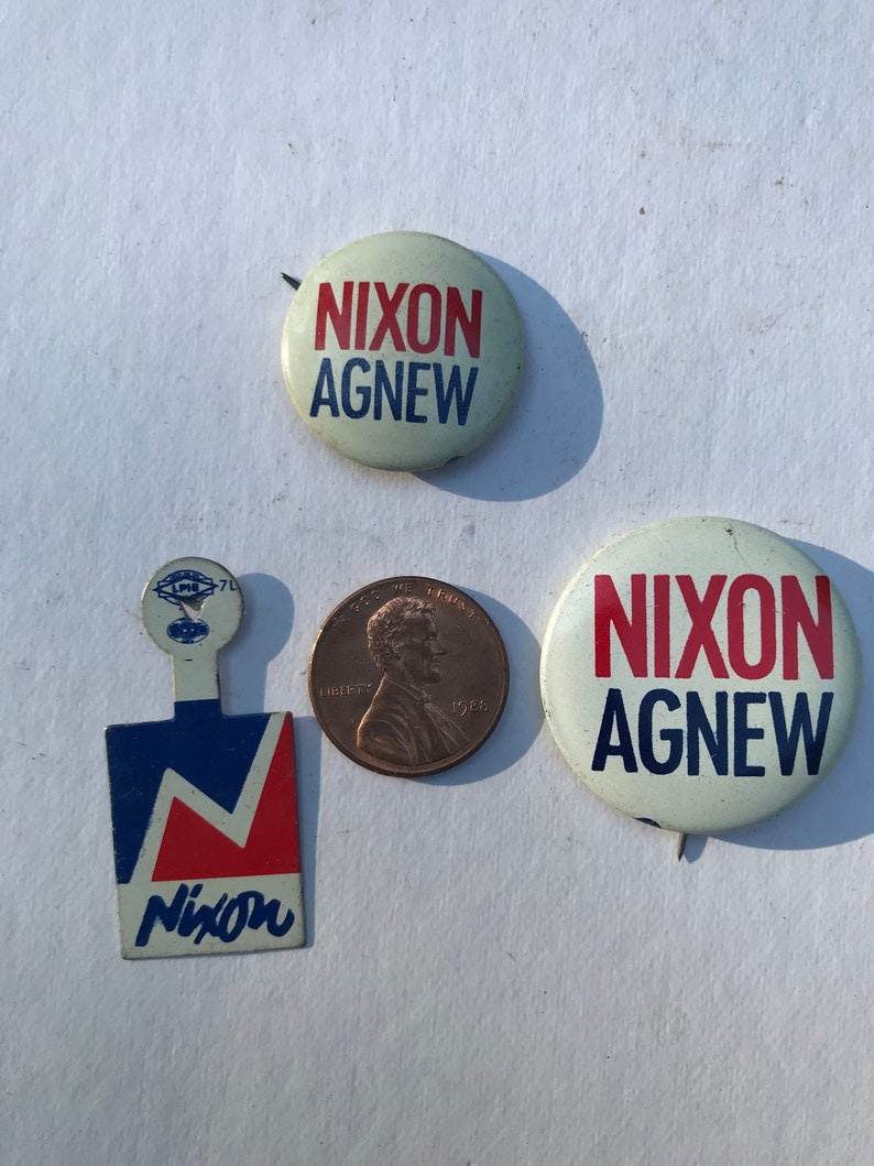 3 Richard Nixon Spiro Agnew Campaign Button Pin Back Tab Presidential Political