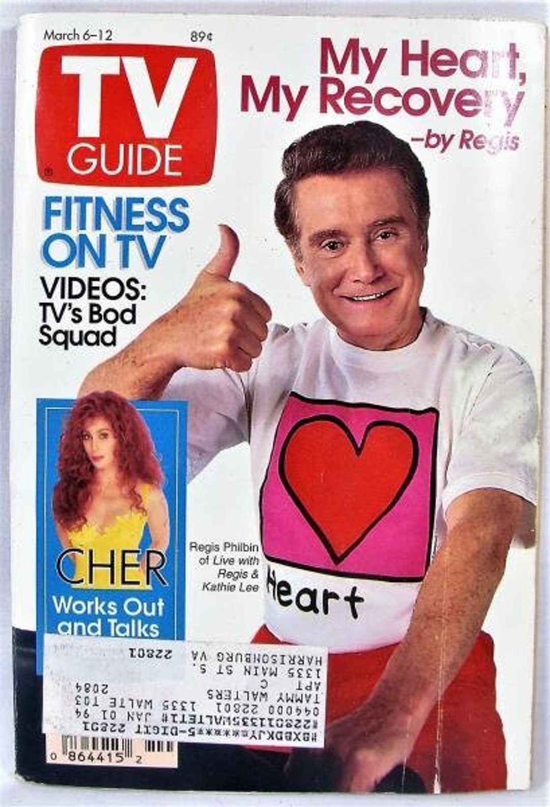 Vintage TV Guide Magazine Mar 1993 Regis Philbin Cher Bod Etsy