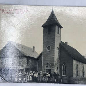 C 1916 RPPC U.B. Church and Parsonage Great Cacapon WV Posted Congregation