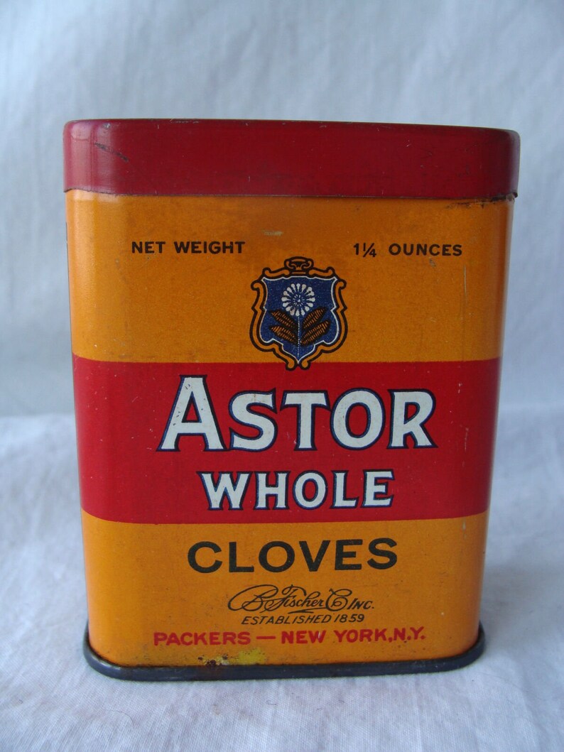 Vintage Astor Whole Cloves Spice Tin 1 1/4 Oz W/ Lid B. Fischer Co Inc NY Etsy