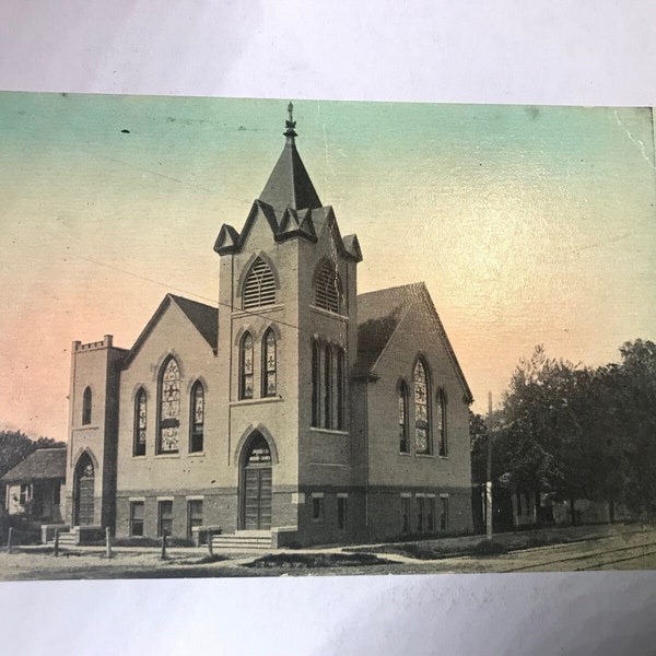 Boone Iowa Swedish Evan Mission Church  Postcard Unposted RPPC hand tinted