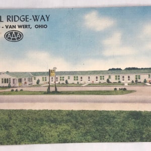 C 1940&#39;s Motel Ridge-Way Van Wert Ohio OH AAA Unposted Postcard