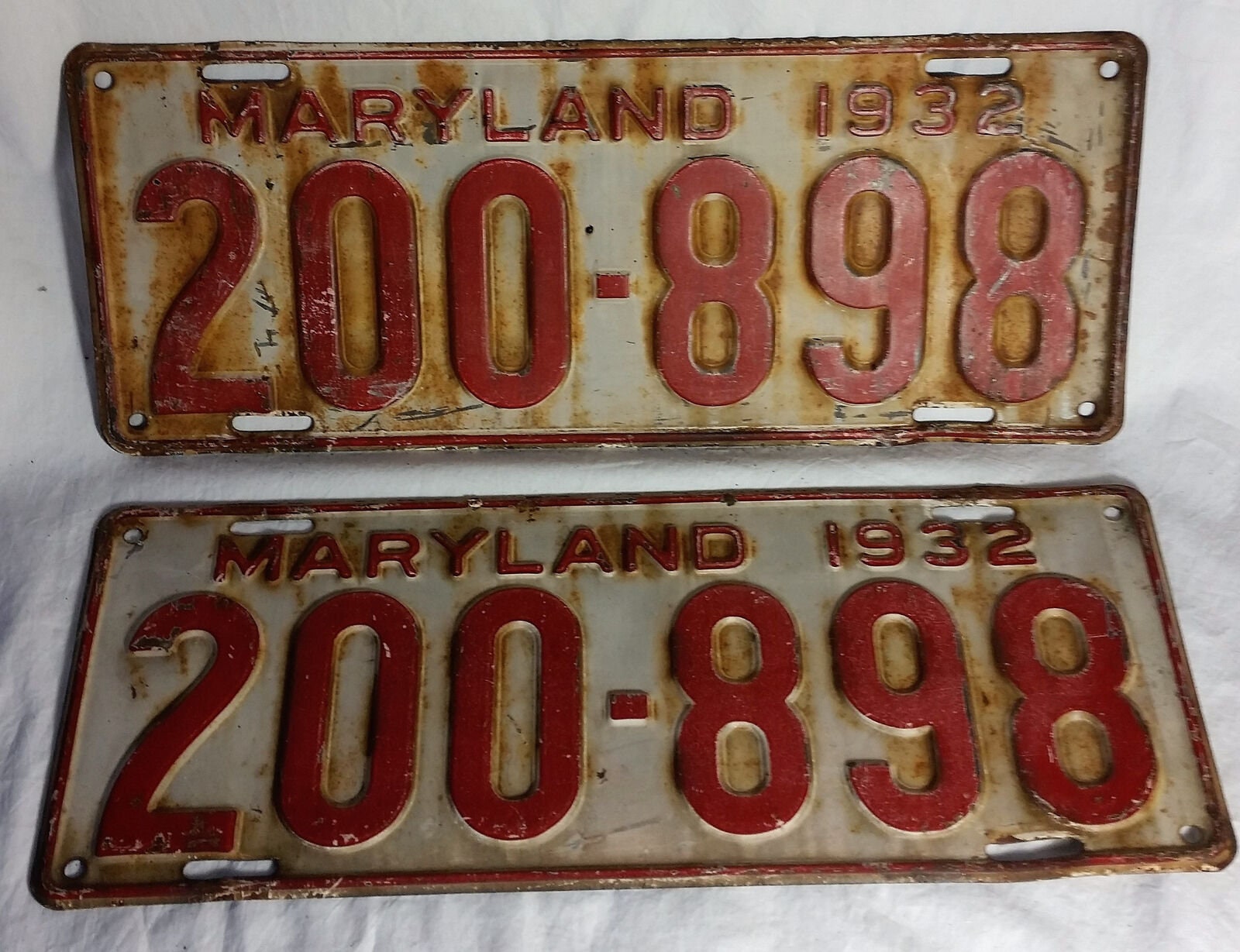 Antique 1932 Maryland Matched Set Pair License Plates 200898 Etsy