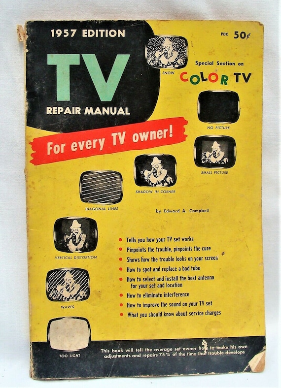 1957 TV Repair Manual DIY Special Section on Color TV Vintage Etsy