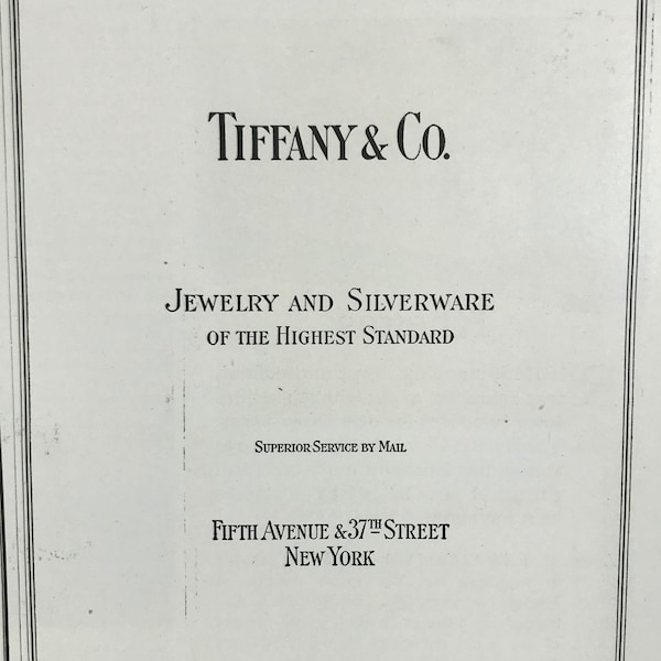 Vtg 1920 Tiffany & Co Fifth Avenue New York Art Print Ad Jewelry Silverware