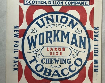 Vintage 1930s NOS Union Workman Chewing Tobacco Sample Foil Pack Unused MINT