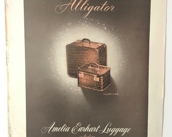 Vtg 1947 Amelia Earhart Luggage Alligator Airlite Print Ad