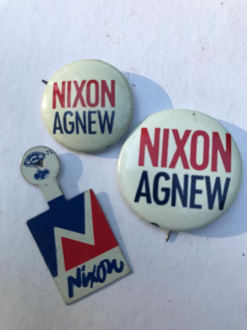 3 Richard Nixon Spiro Agnew Campaign Button Pin Back Tab Presidential Political