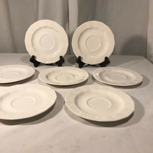 7 Harkerware Heritance White Saucers Multisided Harker Ironstone Bone