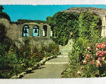 Mission San Juan Capristrano California CA Gardens Stone Church Bell Postcard