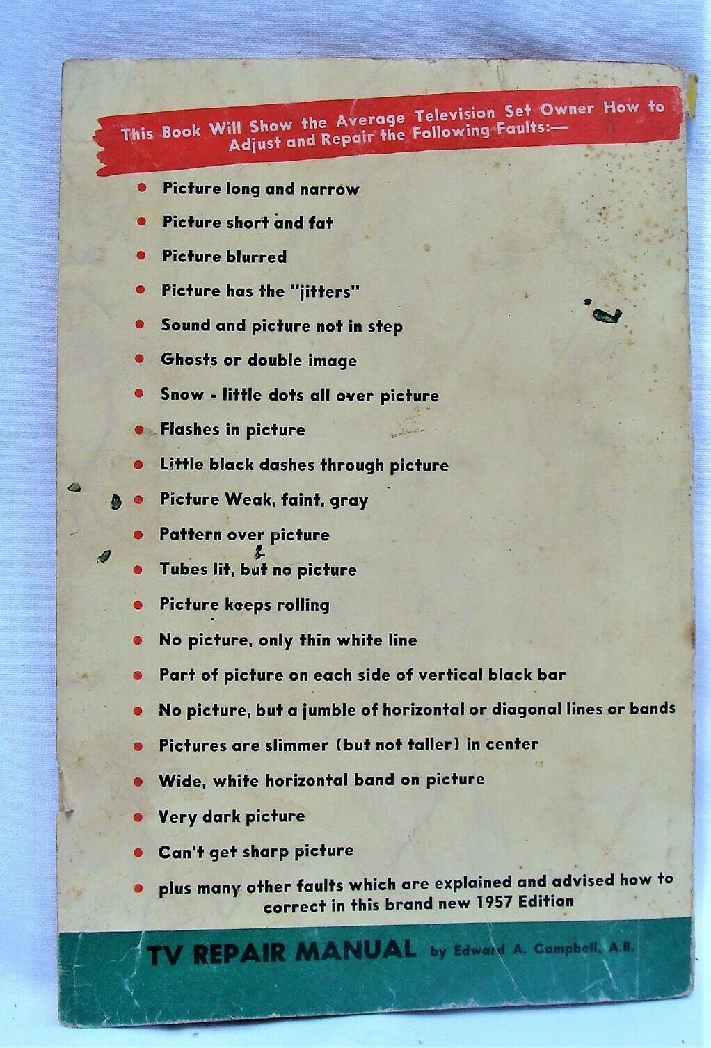 1957 TV Repair Manual DIY Special Section on Color TV Vintage Etsy