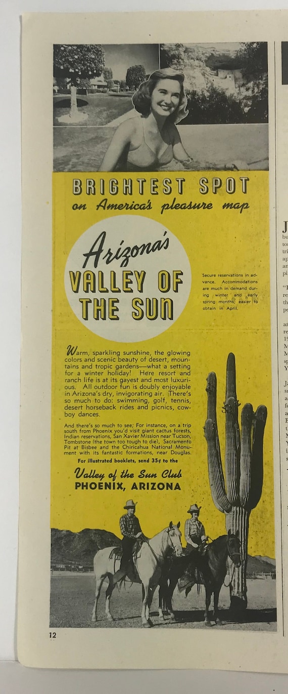Vintage 1947 Vally of the Sun Club Phoenix Arizona Photo Print Ad Pretty Lady