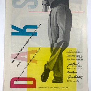 Vtg 1948 Daks Print Ad Mens Trousers British Slacks Simpson LTD Fashion
