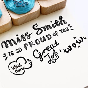 Teacher Stamp Set,Custom Teacher Stamp,Well Done Teacher Stamp,Gift For Teacher,teaching assistant,praise stamps,Hand lettered Teacher Stamp