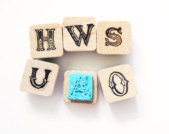 hand carved letters stamps,vintage style letter stamp,name letter stamp,typography stamp,font stamp,back to school,name gift,alphabet stamp