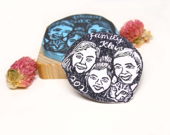 Personalisierter Familienportrait Magnete und Stempel – Magnete vom Foto, personalisierter Gesichtsmagnete, Weihnachtsgeschenkideen, Mutter