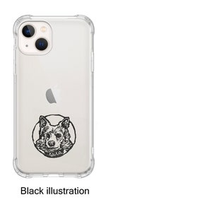 Personalized Phone Case with Dog Cat and Chain / Hand Drawn Protective Case / Transparent Protective Case with Pet / White & Black image 6
