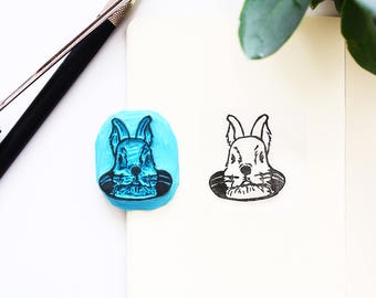 Ostern Kaninchen Hase handgeschnitzter Stempel/ Easter Rabbit handcarved Stamp