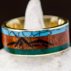 Türkis, Koa, Imperial Jade, Gravur „Mountains“ - Stone Forge Studios